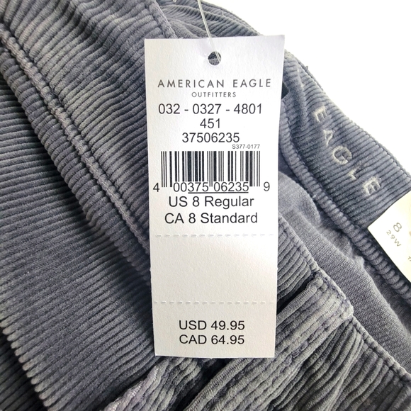🌻 NWT American Eagle Hi-Rise Courderoy Jegging in Blue/Gray Size 8 Regular - Picture 4 of 4